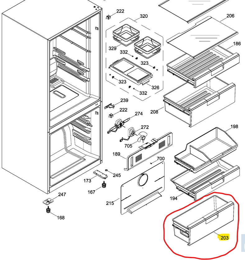 WR01L12130 Short Drawer Assembly WR01L12130