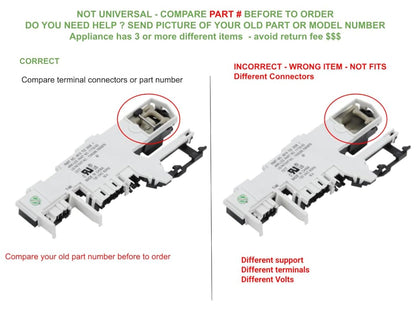 GLOB PRO SOLUTIONS 461970230081 compatible with Kenm. Whirl. Mayt. Washer Door Lock Switch Fits old , s ARK-les Part No.: 11730-62,(4619 702 3008 1)