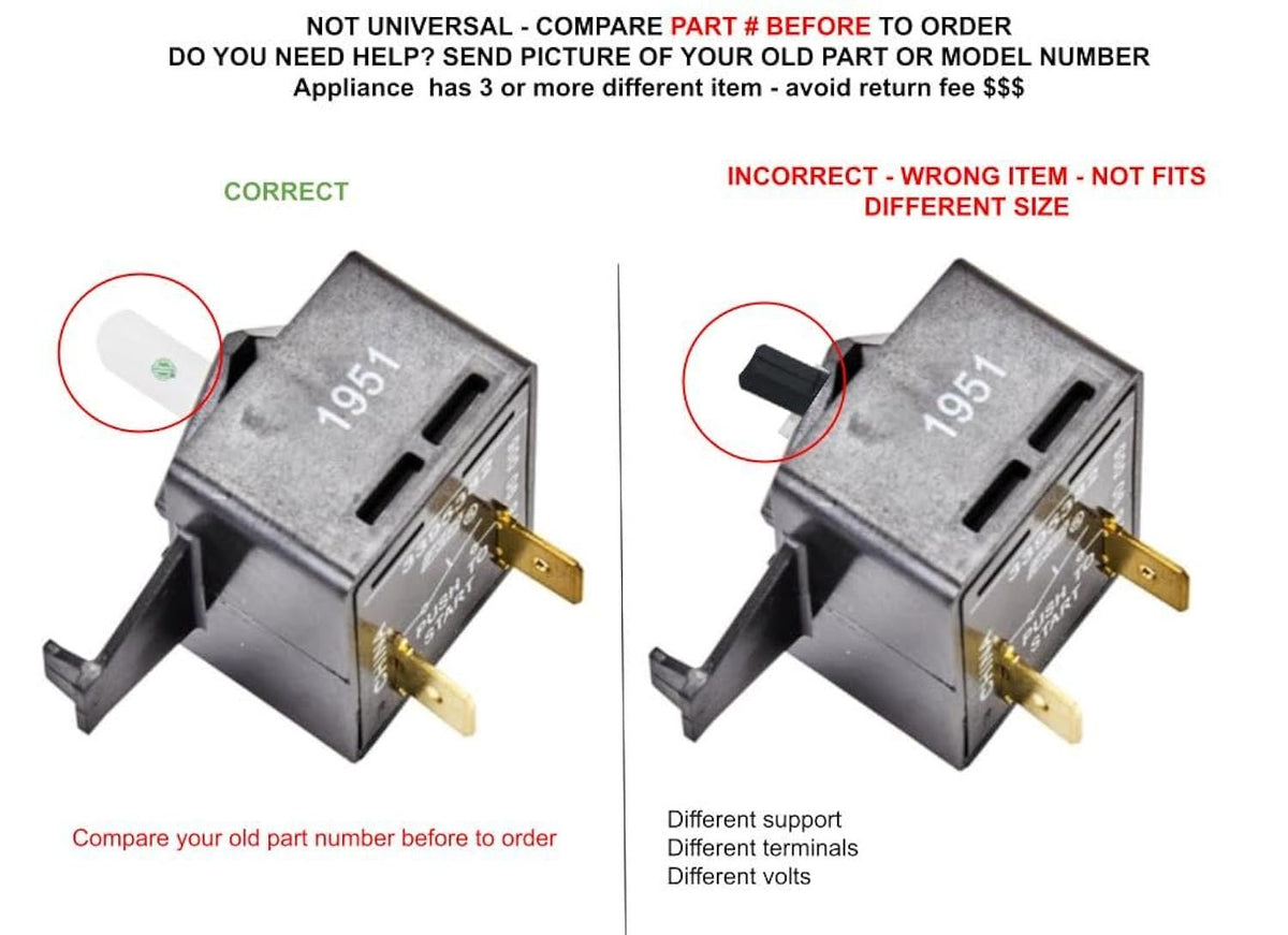 GSPUSA 3395382 CKD395382X compatible with Roper Whirlpool Kenmore / Sears Dryer Start Switch fits old number 3395382