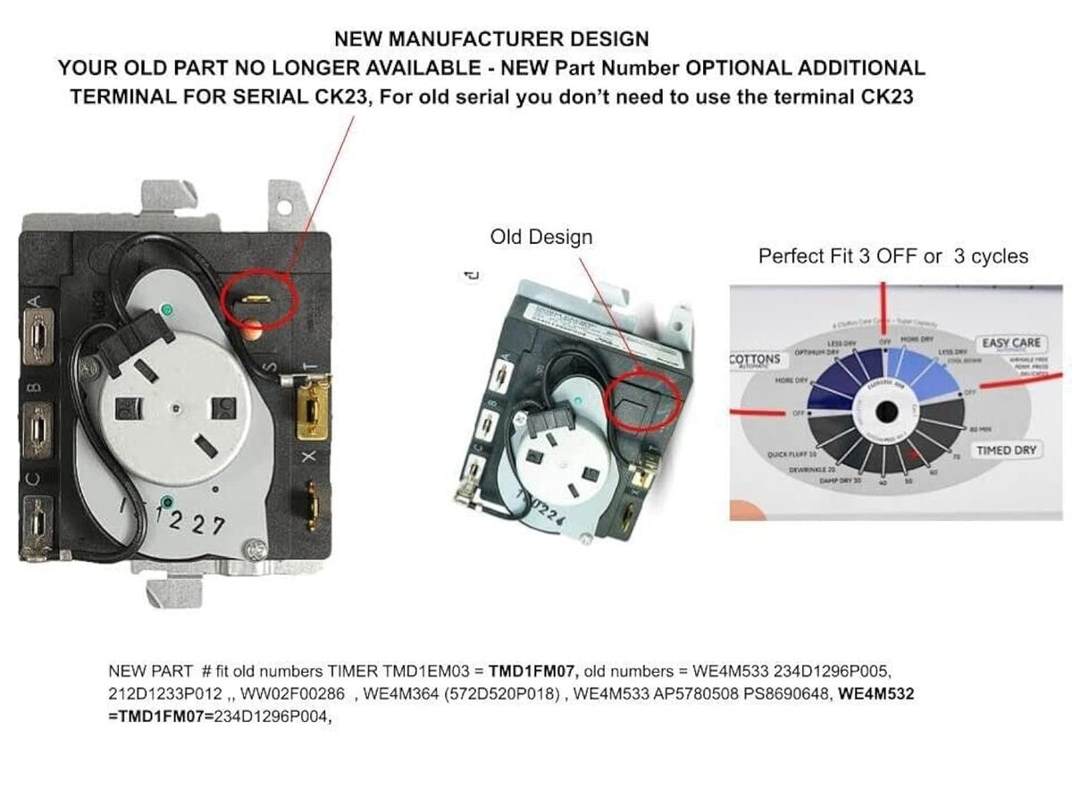 GSPUSA KIT TMD1EM35 DRYER TIMER Model TMD1EM35 + Knob