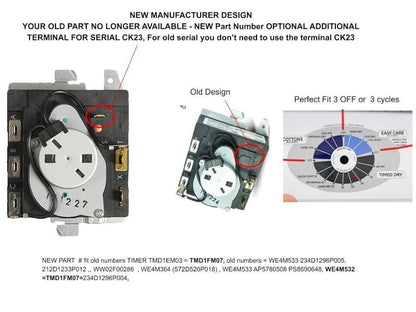GSPUSA KIT TMD1EM35 DRYER TIMER Model TMD1EM35 + Knob