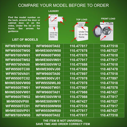 GLOB PRO SOLUTIONS WPW10415587 Washer Pressure Sensor Switch old #s : W10415587, W10415587, 1938628, PS11754448