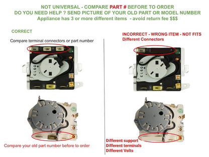 GLOB PRO SOLUTIONS 234D1296P017, NORM PACIFIC MODEL TMD1TM26 4248297 Dryer Timer compatible with GE, Kenmore, General Electric Laundry Stackable TMD1TM26