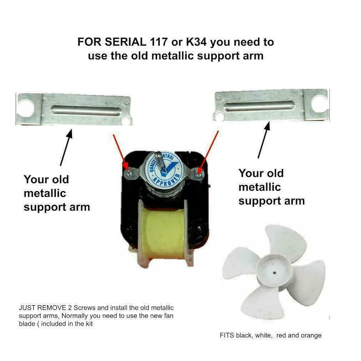 2183833 ORIGINAL CONNECTORS ,Evaporator Fan Motor, Replacement for, 2163766, 2176298, 2183448, 2183833, 2200546, 2205138, compatible with Whirlpool , Kenmore, Estate
