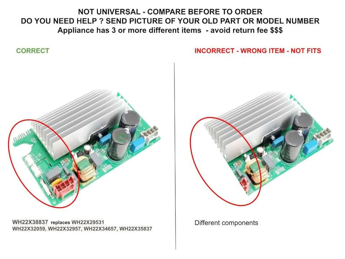 GSPUSA WH22X38837 CKDX38837X compatible with Ge Washer Inverter Control Board fits old number WH22X38837