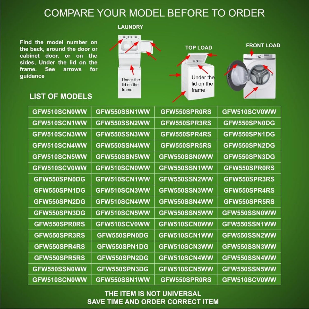 GSPUSA WH22X32458, WH22X34357, WH22X34660 CKDX34660X compatible with GE Washer Main Control Board w/Instructions fits old number WH22X32458, WH22X34357, WH22X34660