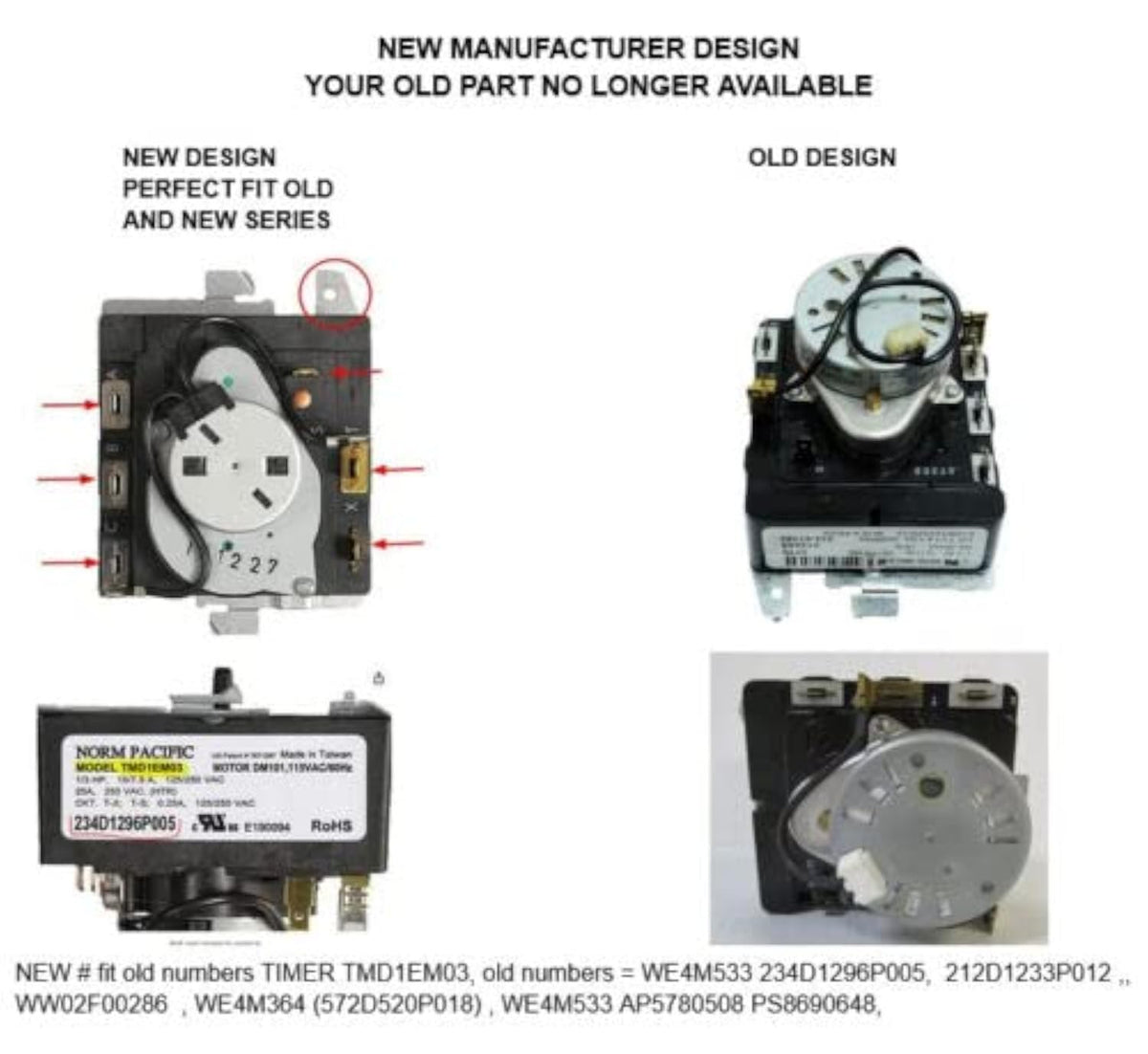 GLOB PRO SOLUTIONS TMD1FM07 CKD7038 KIT For TMD1FM07 Dryer Timer and white Knob Fits: TMD1FM07
