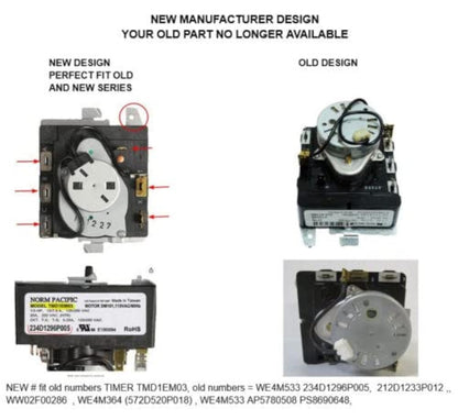 GLOB PRO SOLUTIONS TMD1FM07 CKD7038 KIT For TMD1FM07 Dryer Timer and white Knob Fits: TMD1FM07