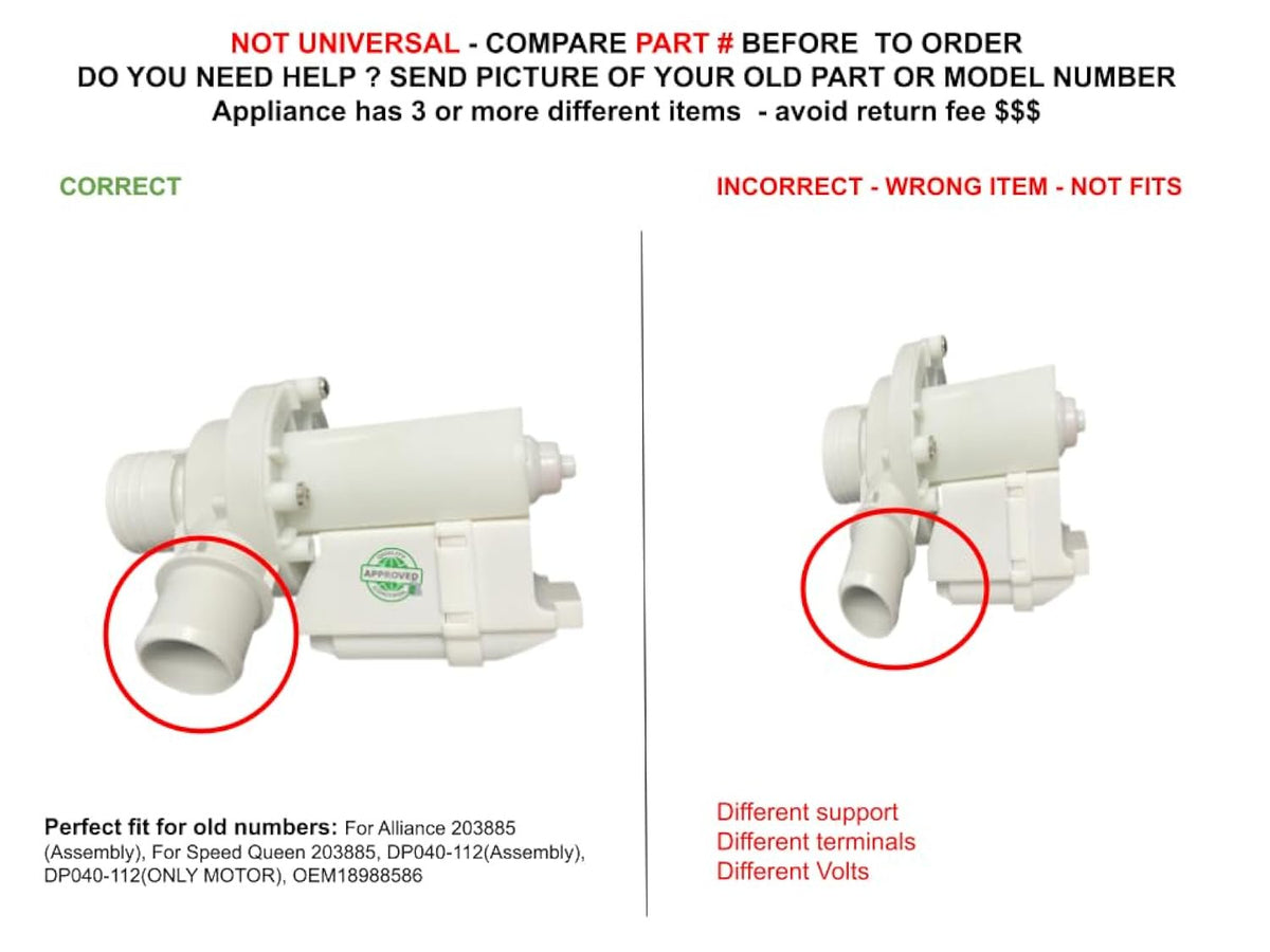 GSPUSA DP040-112(Assembly) CKDembly) X compatible with Speed Queen Washer Drain Pump Assembly fits old number DP040-112(Assembly)