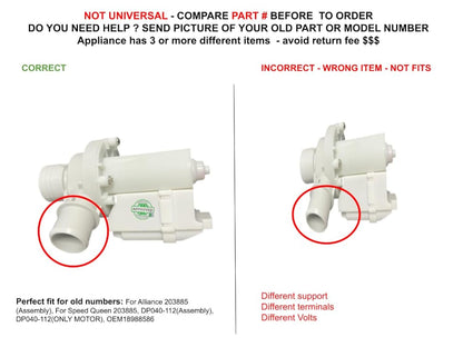 GSPUSA DP040-112(Assembly) CKDembly) X compatible with Speed Queen Washer Drain Pump Assembly fits old number DP040-112(Assembly)