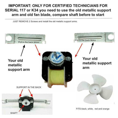 2183833 ORIGINAL CONNECTORS ,Evaporator Fan Motor, Replacement for, 2163766, 2176298, 2183448, 2183833, 2200546, 2205138, compatible with Whirlpool , Kenmore, Estate
