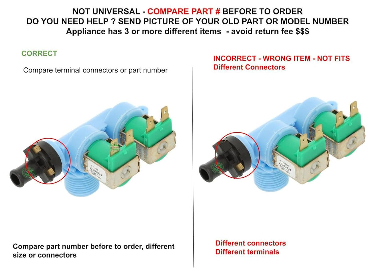 GLOB PRO SOLUTIONS WP22003834 Thermistor, Water Valve Wl for Whirlpool Washer 22003834